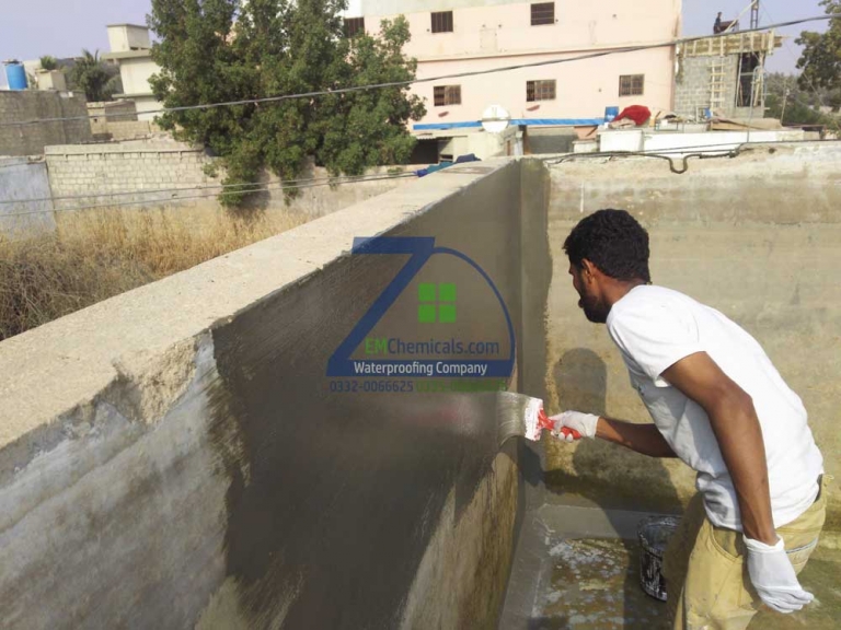 Over Head Water Tank Leakage Treatment at Korangi