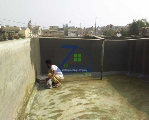 Over Head Water Tank Leakage Treatment at Korangi