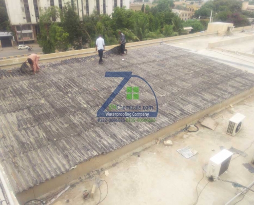 Roof Heat and Waterproofing on Asbestos Sheets Roof at Shahra-e-Faisal