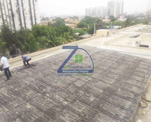 Roof Heat and Waterproofing on Asbestos Sheets Roof at Shahra-e-Faisal