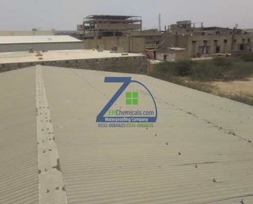 Galvanized Iron G.I. Sheets Heat and Waterproofing done at Pakistan Rice Complex