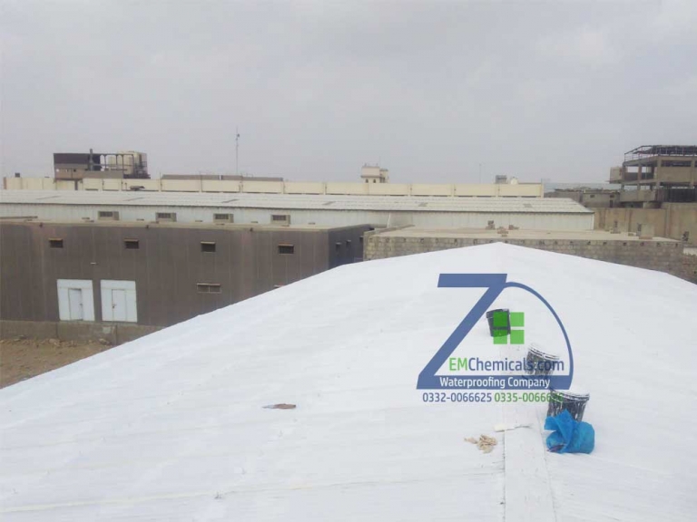 Galvanized Iron G.I. Sheets Heat and Waterproofing done at Pakistan Rice Complex